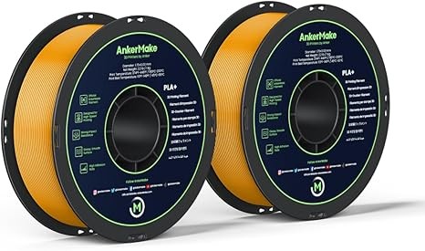 AnkerMake PLA+ 3D Printing Filament, AnkerMake Official Filament, 2-Pack, 4.4 lb / 2 kg, Smooth, High-Adhesion Rate, Designed for High-Speed Printing - Orange