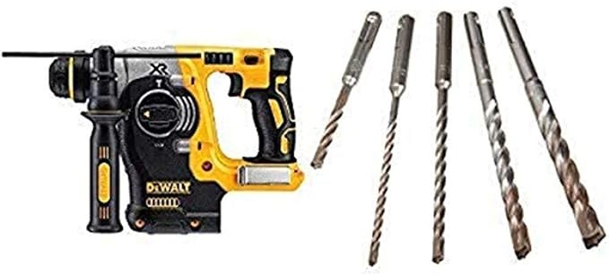 DEWALT DCH273B 20v Max Brushless SDS Rotary Hammer (Tool Only) with DEWALT DW5470 5-Piece Rock Carbide SDS Plus Hammer Bit Set