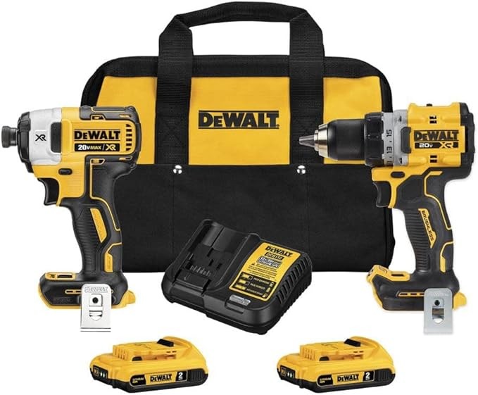 DEWALT 20V MAX Cordless Drill, Impact Driver, 2-Tool Power Tool Combo Kit, Brushless Power Tool Set with 2 Batteries and Charger Included