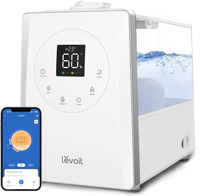 LEVOIT LV600S Smart Warm and Cool Mist Humidifiers for Home Bedroom Large Room, (6L) 753ft² Coverage, Quickly & Evenly Humidify Whole House, Easy Top Fill, App & Voice Control - Quiet Sleep Mode