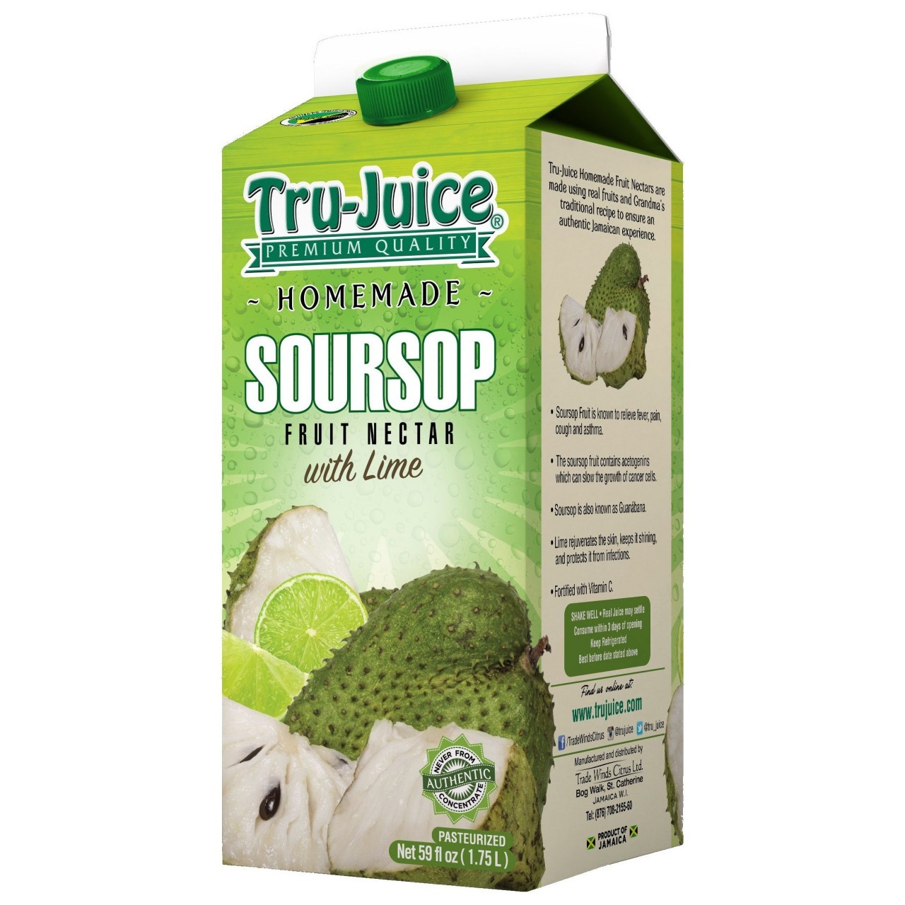 TRU-JUICE SOURSOP LIME NSA 1.75L