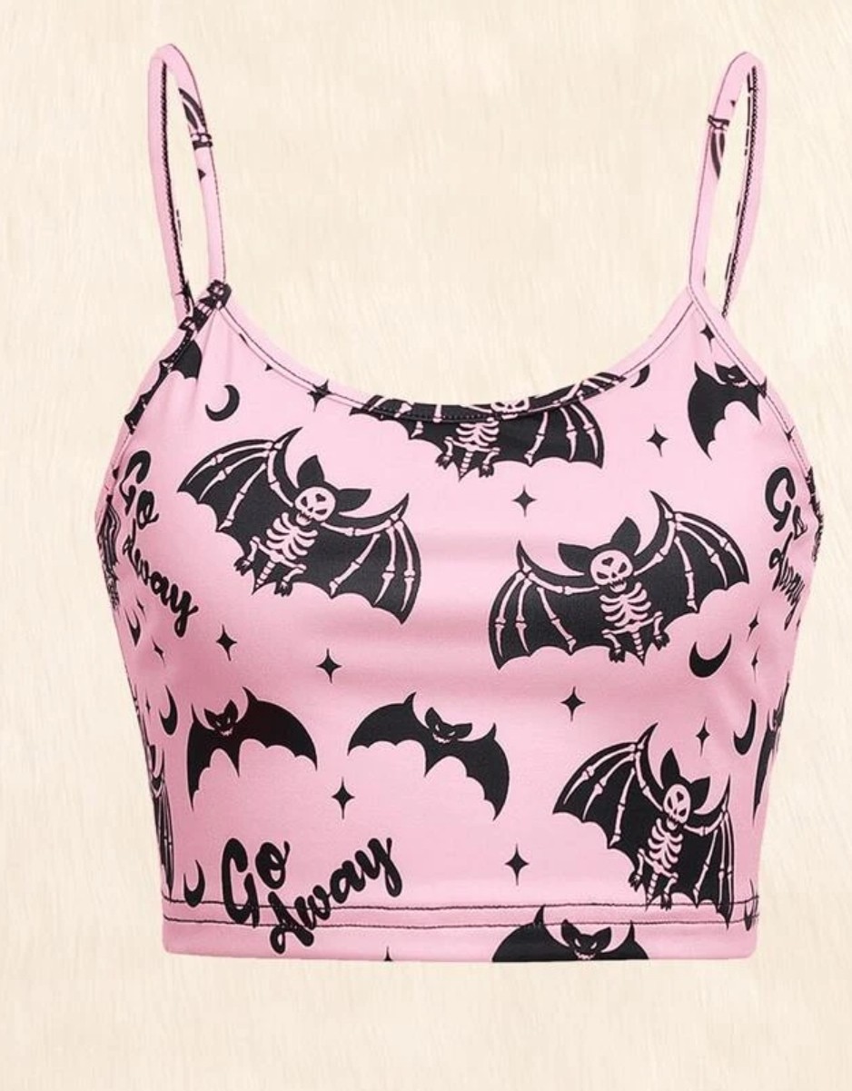 Bats Skeleton Print Cami Top