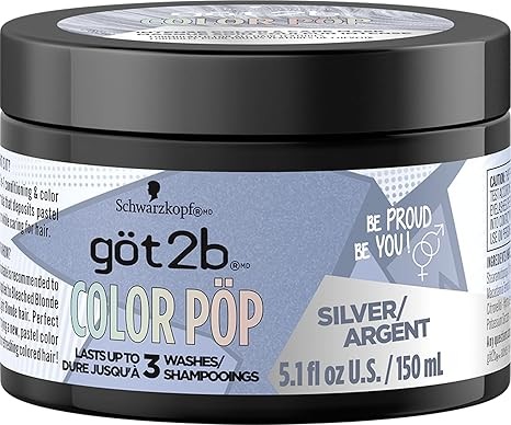 Got2B Color Pop Semi-Permanent Hair Color Mask, Silver, 5.1 oz