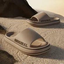 Women Thick Sole Summer Beach Slides Bathroom Anti-Slip Slipper Soft Sandals Fashion Flip-Flops Ultra-Light Letter Shoe