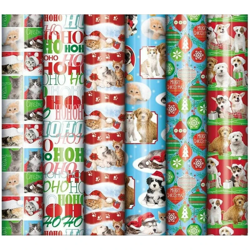Assorted Colors Christmas Cellophane Gift Wrap, 3 Rolls