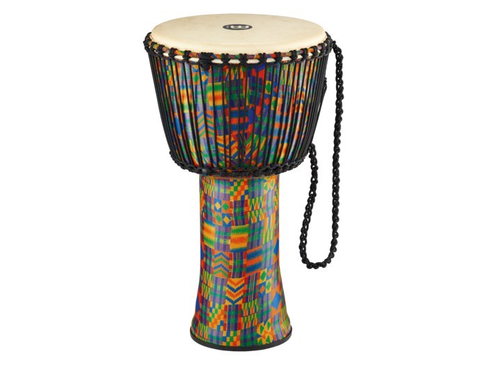 Meinl Percussion Rope Tuned Travel Series Djembe, 14-inch, Goat Head, Kenyan Quilt