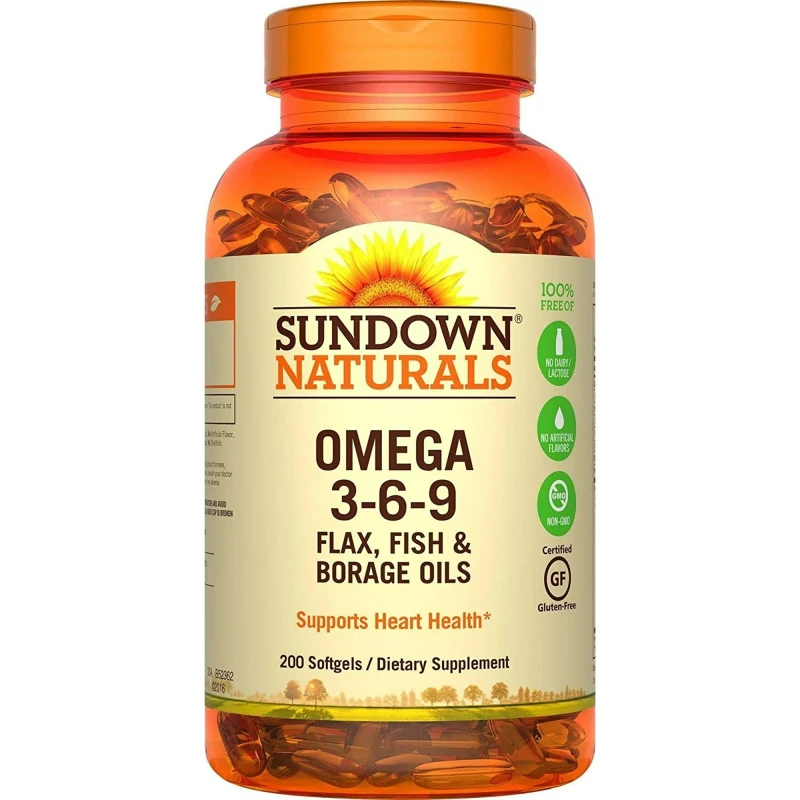Sundown Triple Omega 3-6-9, Heart and Circulatory Health, 200 Softgels