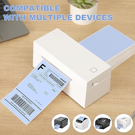 MaxGear 4" x 6" Direct Thermal Pink Blue, 500 Labels, Fanfold Shipping Package Labels, Perforated White Mailing Labels, Commercial Grade, Permanent Adhesive, Compatible with Most Thermal Printers