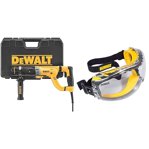 DEWALT Rotary Hammer Drill with Shocks, D-Handle, SDS, 1-1/8-Inch with w/Safety Goggle (D25263K & DPG82-11C)