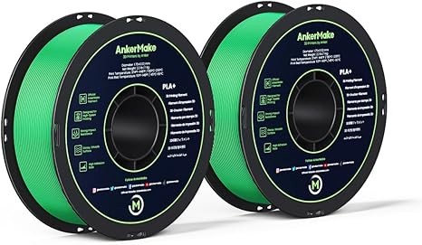 AnkerMake PLA+ 3D Printing Filament, AnkerMake Official Filament, 2-Pack, 4.4 lb / 2 kg, Smooth, High-Adhesion Rate, Designed for High-Speed Printing - Green