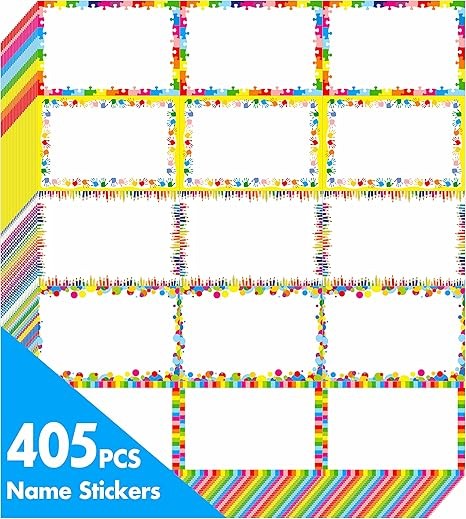 15 Colors 405 PCs Name Tag Sticker in for Themed Party School Office Home (3"x2" Each)