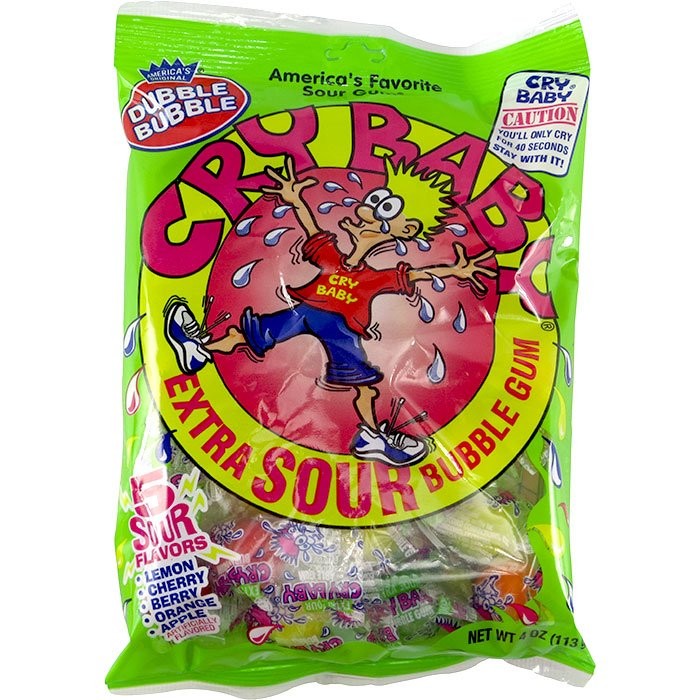 DUBBLE BUBBLE CRY BABY GUM SOUR 4oz