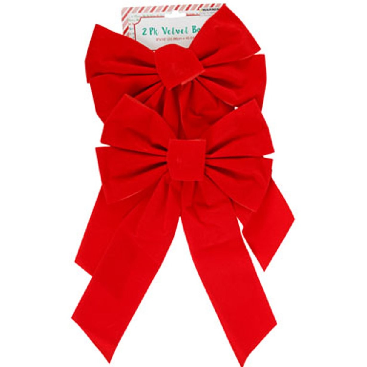 REGENT XMAS BOWS VELVET 9x16 2pk