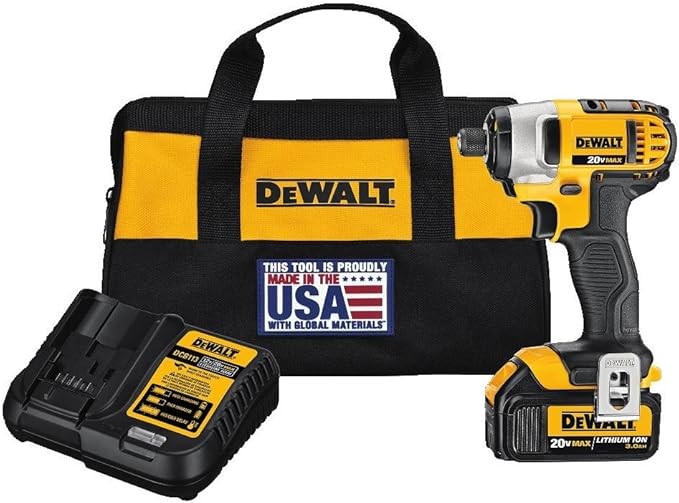 DEWALT 20V MAX* Impact Driver Kit with 1 Battery, 1/4-Inch (DCF885L1)