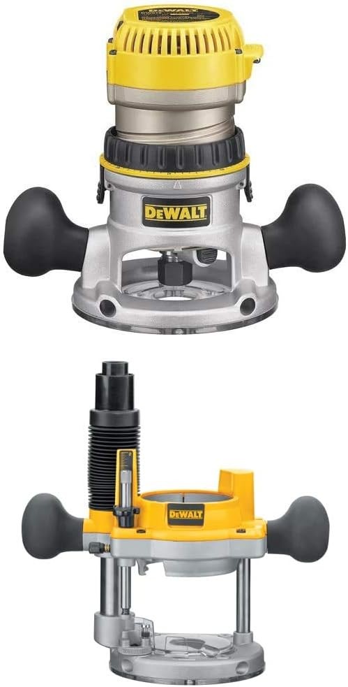 DEWALT DW618K 2-1/4 HP Electronic Variable Speed Fixed Base Router with So Start Kit with DW6182 Plunge Base