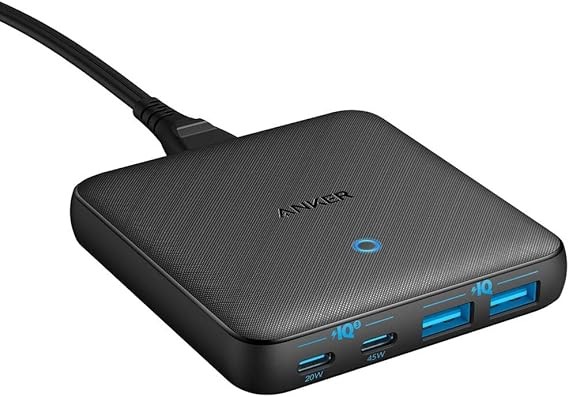 Anker USB C Charger, 543 (65W II), PIQ 3.0 & GaN 4-Port Slim Fast Wall Charger, with Dual USB C Ports (45W Max), for MacBook, Laptops, iPad Pro, iPhone and More