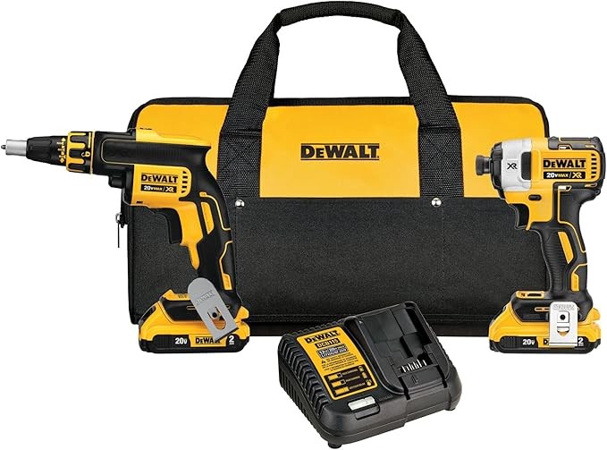 DEWALT 20V MAX* XR Drywall Screw Gun & Impact Driver Kit, 2.0-Amp Hour (DCK267D2)