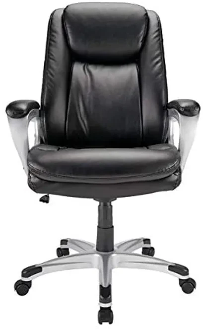 Realspace Tresswell Bonded Leather High-Back Chair, Black