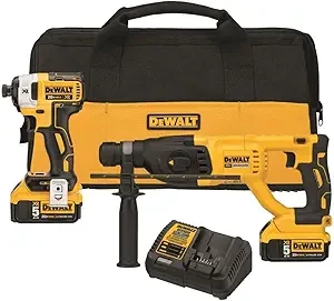 DEWALT DCK233P2 20V MAX XR Brushless 1'' SDS PLUS Rotary Hammer and Impact Driver Kit