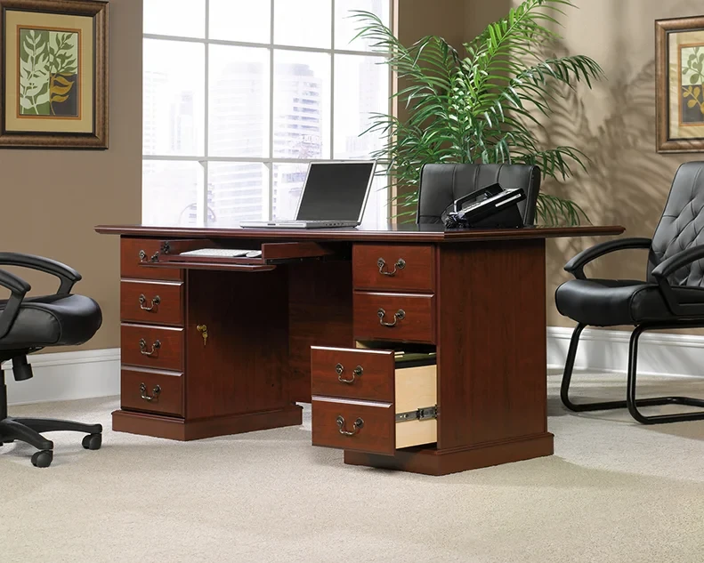 Sauder Heritage Hill 70"W Executive Desk, Classic Cherry Finish
