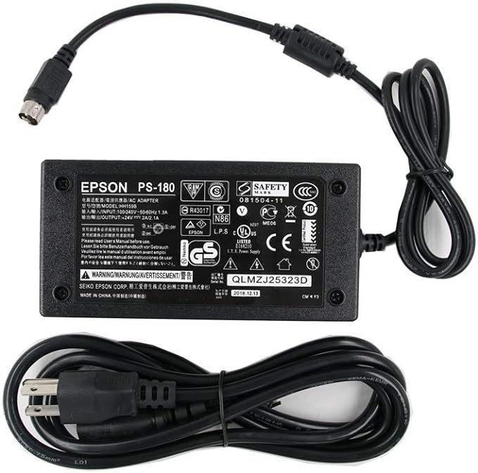 24V AC Adapter Replacement Fit for Epson PS-180 PS-170 PS-150 PSA242 C32C825343 M159A M159B M235A M129C TM-T88II TM Series T88III POS Printer DC Charger Power Supply Cord