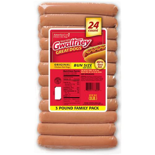 Gwaltney Chicken Hot Dogs 1.3 kg / 3 lb