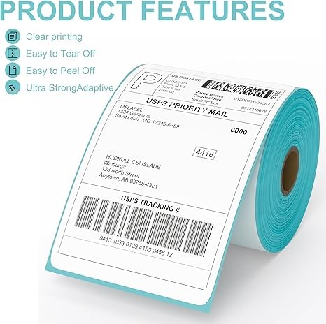 MFLABEL Direct Thermal Shipping Labels 4x6 Thermal Labels Commercial Grade 4x6 Labels for Thermal Printer 4 Rolls (450 Labels/Rolls)