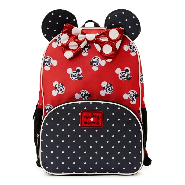 Minnie Mouse Kids Polka Dot Bow Print 17" Laptop Backpack