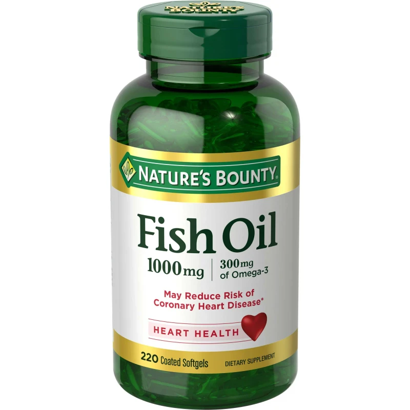 Nature’s Bounty Omega-3 Fish Oil Softgels, Odorless, 1,000 Mg, 220 Count