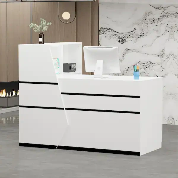 AGOTEN IL -Shape Reception Desk - White