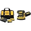 DEWALT 20V MAX Battery Starter Kit with 2 Batteries, 5.0Ah (DCB205-2CK) 20V MAX Orbital Sander, Tool Only (DCW210B)