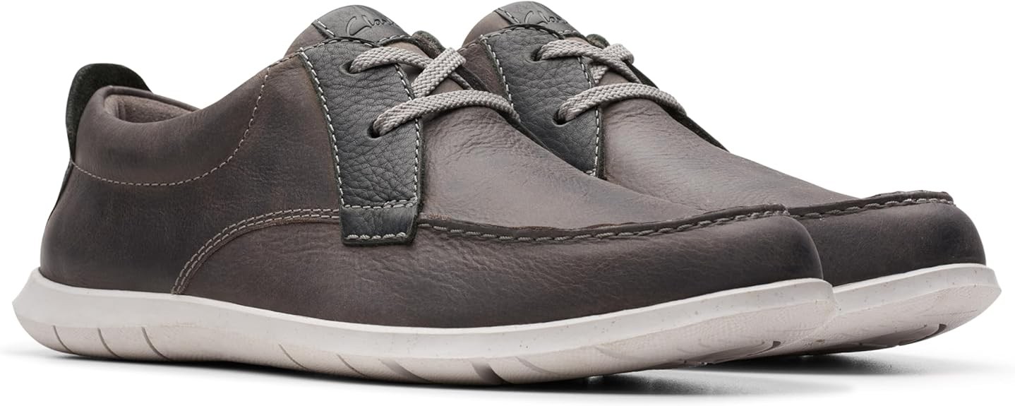 Clarks Mens Flexway Lace   Light Grey Leather