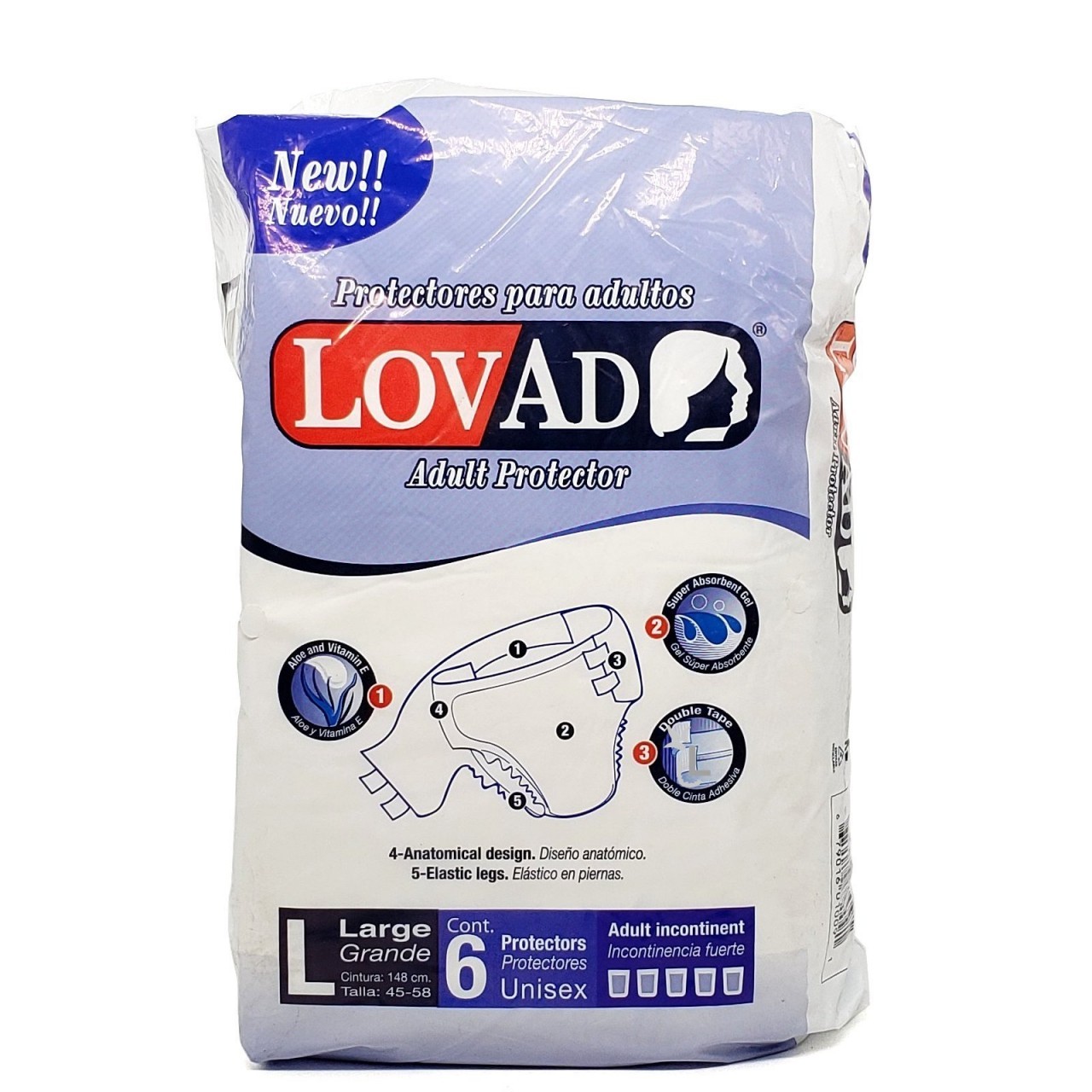LOVAD ADULT BRIEFS LARGE 6s