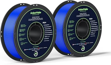 AnkerMake PLA+ 3D Printing Filament, AnkerMake Official Filament, 2-Pack, 4.4 lb / 2 kg, Smooth, High-Adhesion Rate, Designed for High-Speed Printing - Blue