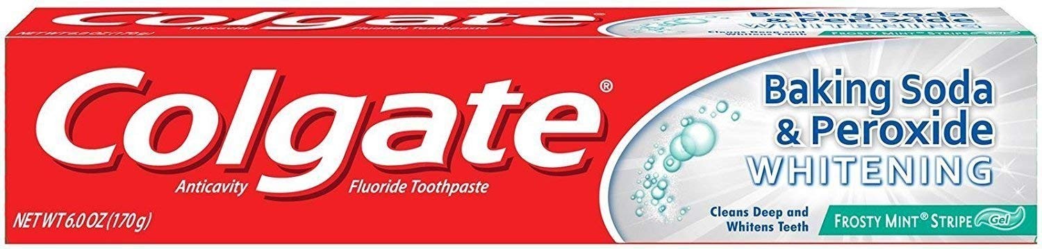 Colgate Baking Soda and Peroxide Whitening Fluoride Toothpaste, Frosty Mint Stripe Gel - 6.4 oz