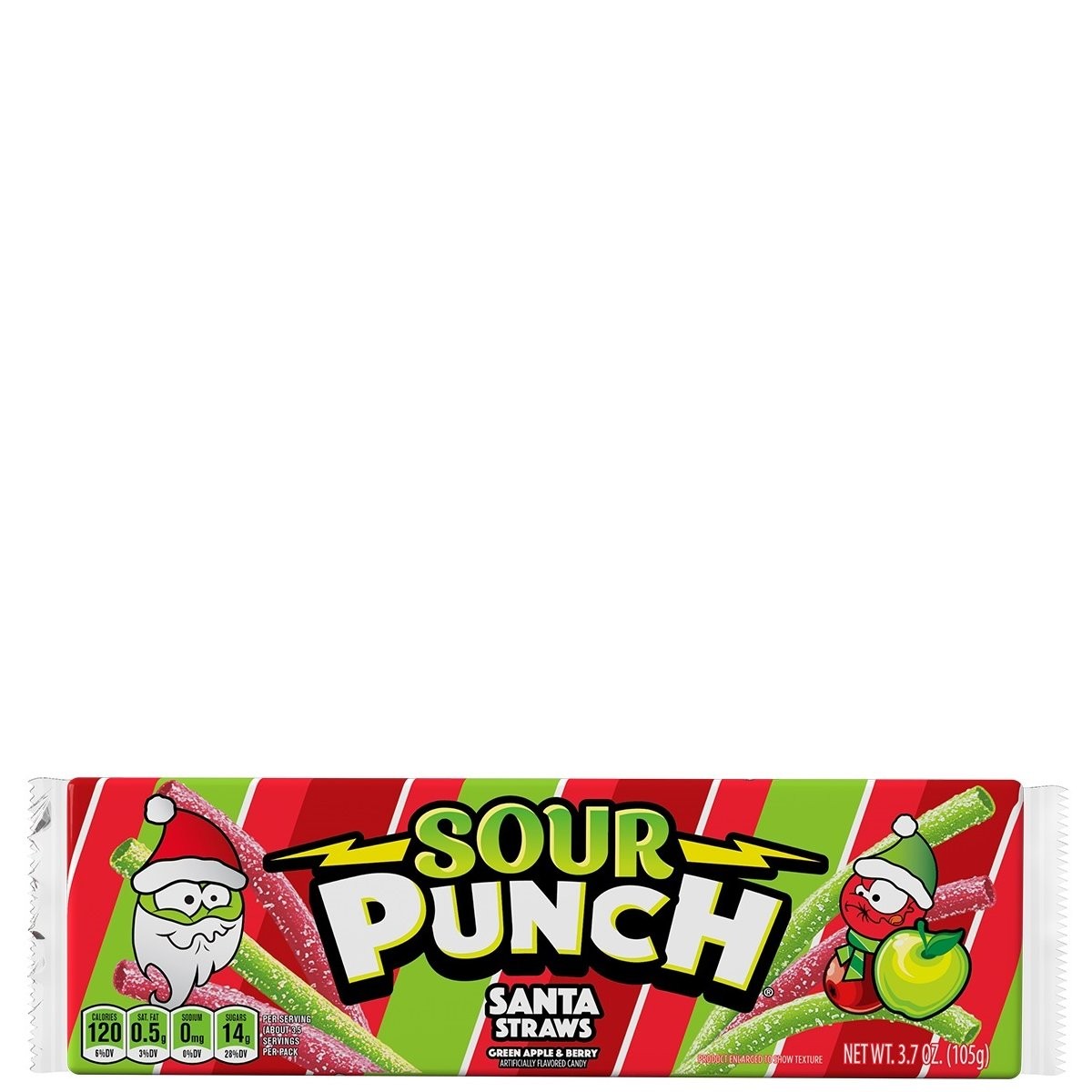 SOUR PUNCH CANDY SANTA STRAWS 3.7oz