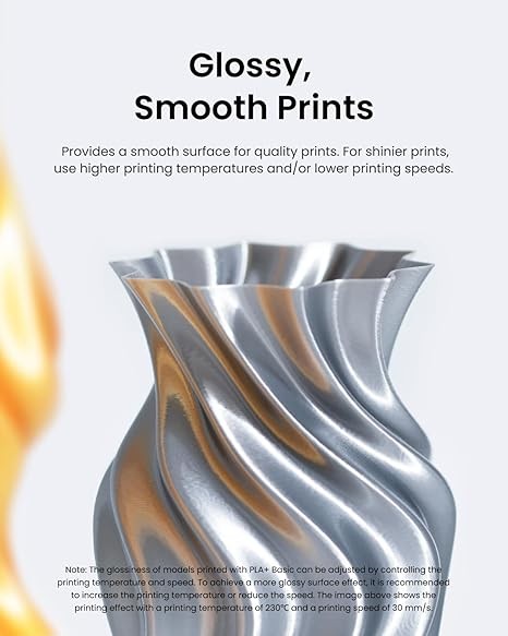 AnkerMake PLA+ Silk 3D Printing Filament, AnkerMake Official Filament, 2-Pack, 4.4 lb / 2 kg, Luxurious Silk Texture, Smooth, Designed for High-Speed Printing - Silk Gray