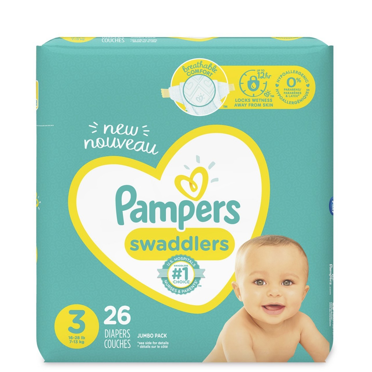 PAMPERS SWADDLERS JUMBO #3 26s