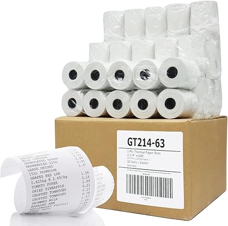 (50) Thermal Paper Rolls 2-1/4 X 63 Ingenico ICT 200 220 250 FD400 Vx520