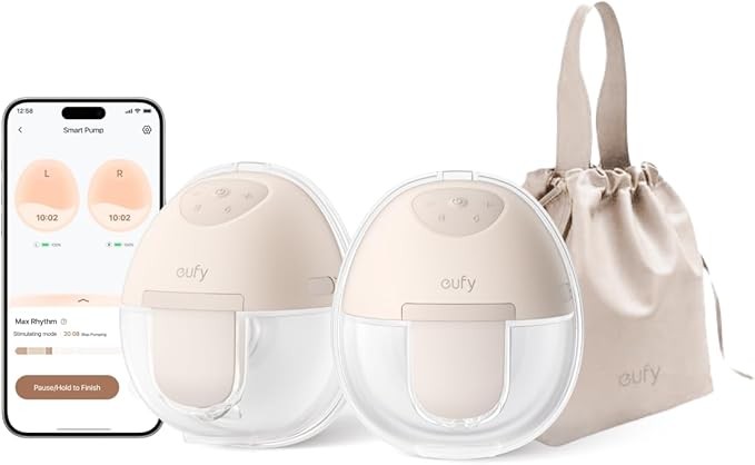 eufy Wearable Breast Pump E10, Hands-Free Electric Breast Pump with App Control, Personalized Smart Rhythm, Hospital Grade Suction for More Milk, Portable,17mm - 24mm Flanges, Leak-Proof & Ultra-Quiet