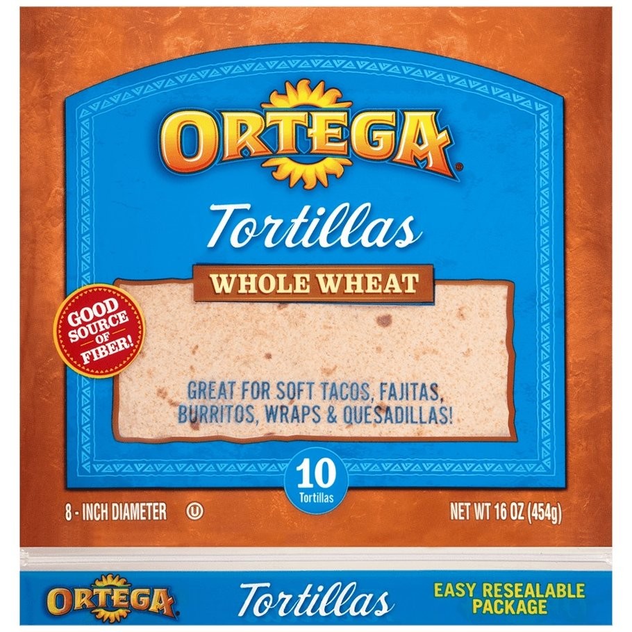 ORTEGA TORTILLAS WHOLE WHEAT 8in 16oz