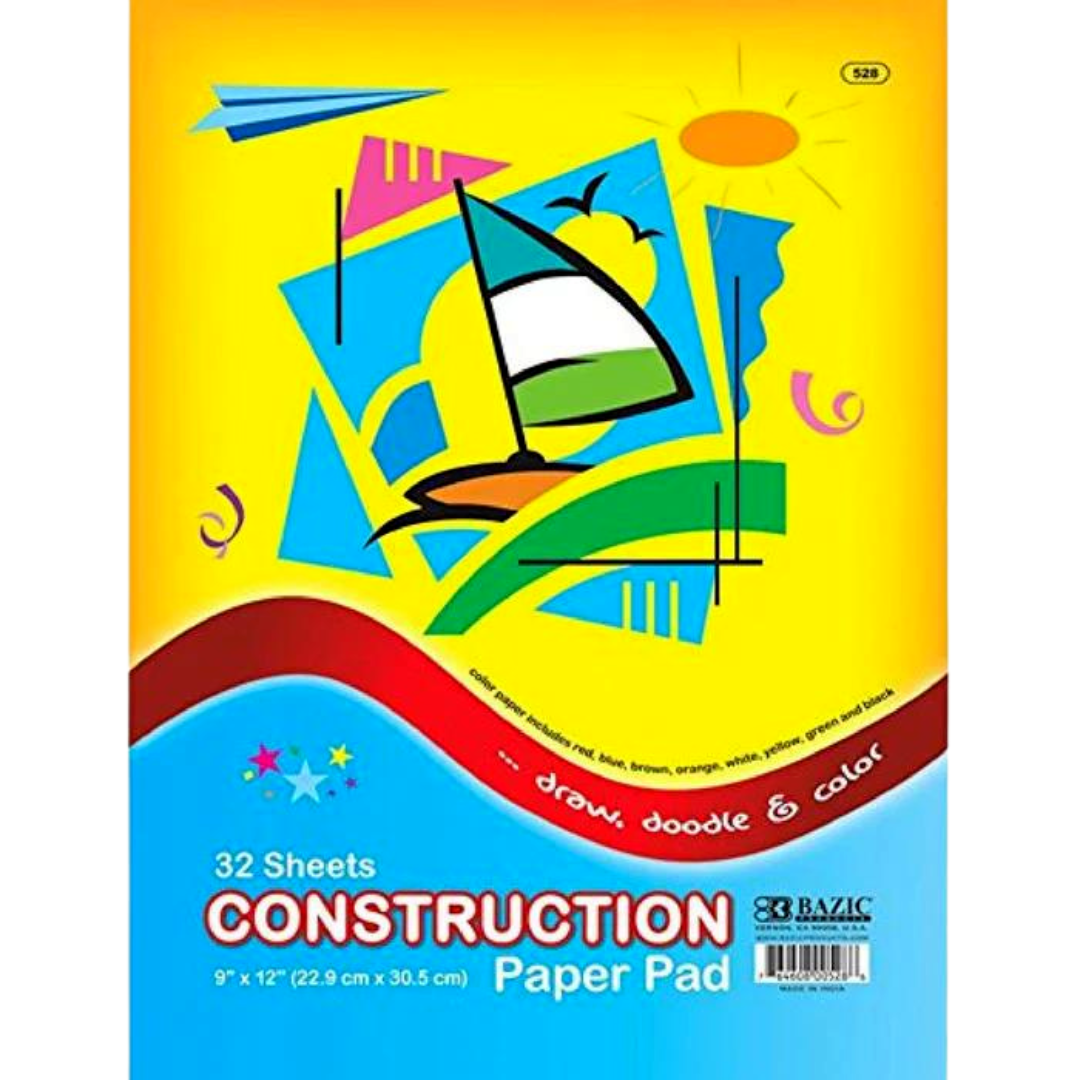 Bazic Construction Paper Pad, 32 sheets