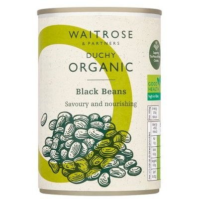 WAITROSE BEANS BLACK ORGANIC 400g