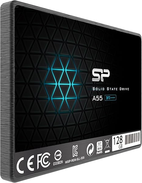 Silicon Power 128GB SSD 3D NAND A55 SLC Cache Performance Boost SATA III 2.5" 7mm (0.28") Internal Solid State Drive (SU128GBSS3A55S25AH)