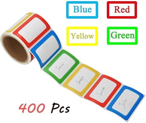 MFLABEL® Colorful Plain Name Tag Labels 400 Stickers Name Tag Stickers 3 1/2 X 2 1/4 Name labels for Office, Meeting, School and Home