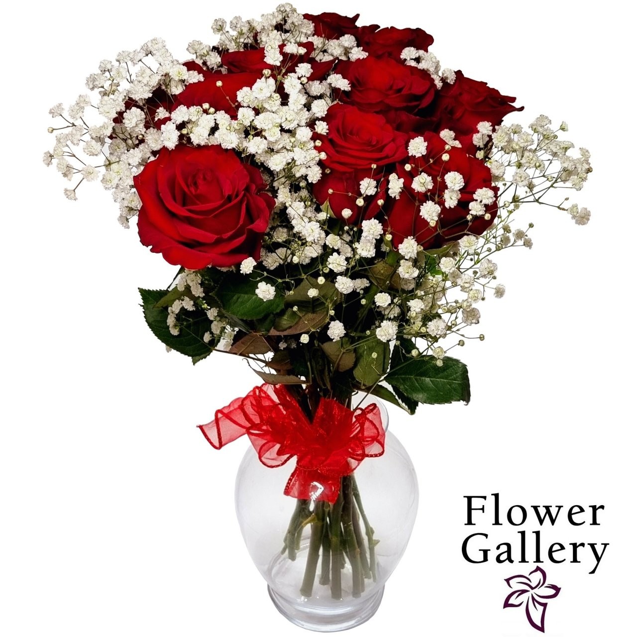 FLOWER GALLERY ROSES RED BOUQUET 12ct