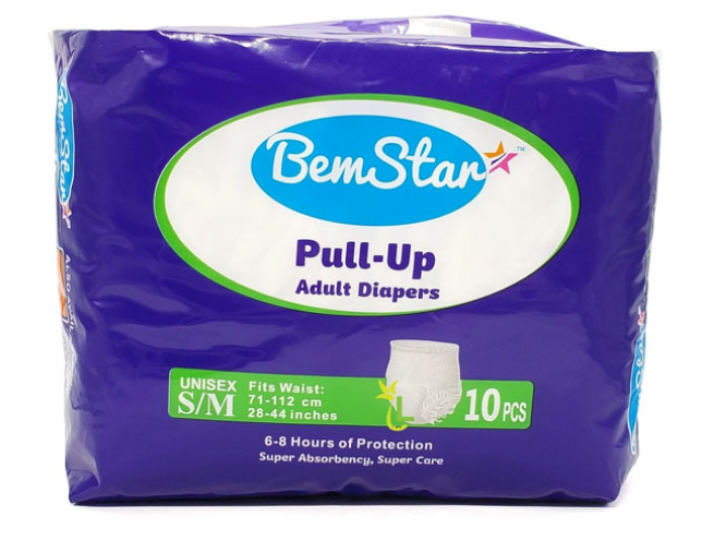BEMSTAR ADULT PULL-UP DIAPERS (S/M) 10