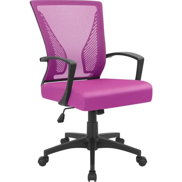 Lacoo Mid-Back Mesh Lumbar Support Chair Pink