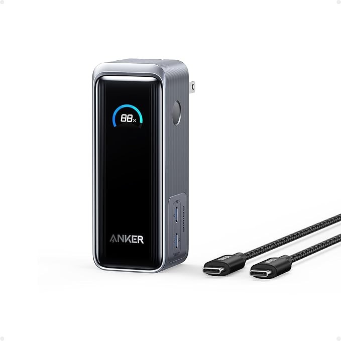 Anker Prime Power Bank, 9,600mAh Battery Pack with 65W Output, Built-in AC Plug, Supports PD 3.0 and PPS, 30W Fast Recharging, Sleek Portable Charger for MacBook Pro, iPhone 15 Series, Galaxy, iPad