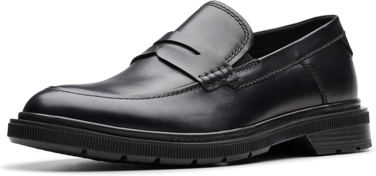 Clarks Mens Burchill Penny : Black Leather
